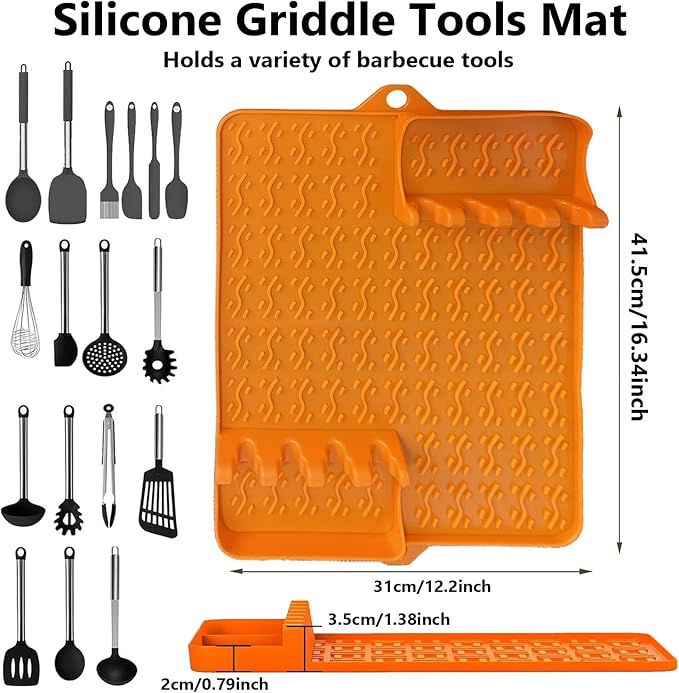 Silicone Griddle Mat for Blackstone Grill - Heavy Duty BBQ Accessories with Non-Slip Design, Heat-Resistant (500°F+), Dishwasher Safe - Compatible with 17''-36'' Griddles & Outdoor Cooking Tools