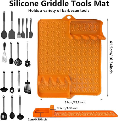 Silicone Griddle Mat for Blackstone Grill - Heavy Duty BBQ Accessories with Non-Slip Design, Heat-Resistant (500°F+), Dishwasher Safe - Compatible with 17''-36'' Griddles & Outdoor Cooking Tools