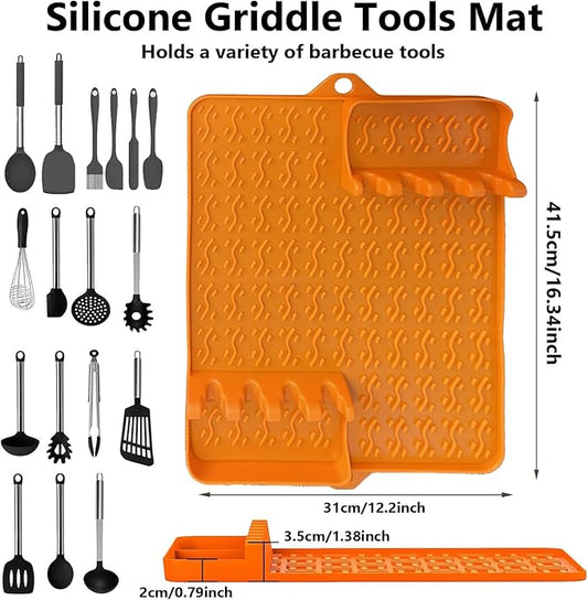 Silicone Griddle Mat for Blackstone Grill - Heavy Duty BBQ Accessories with Non-Slip Design, Heat-Resistant (500°F+), Dishwasher Safe - Compatible with 17''-36'' Griddles & Outdoor Cooking Tools