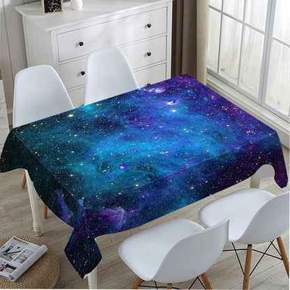 TKS MITLAN Galaxy Purple Decorative Rectangle Tablecloth Universe Planet Stars Shine Milky Polyester Table Cloths Kitchen Table Cover for Dining BBQ Picnic Coffee Table 60 x 84 Inch 6-8 Seats