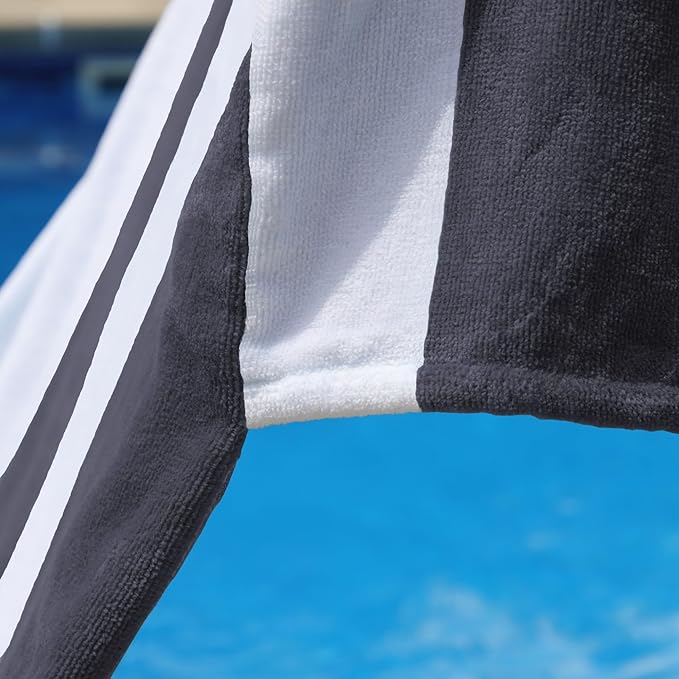 Superior Cabana Cotton Lounge Chair Cover, Outdoor Towel/Chaise Furniture Covers, Terry Cloth, Beach, Spa, Swim Accessories, Pool Chair Cover, Soft, Quick Drying, 32" x 102", Set of 4, Charcoal