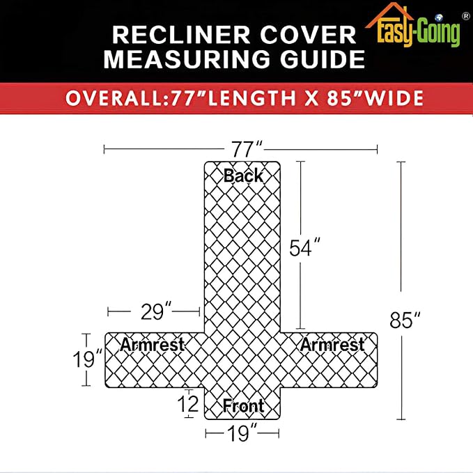 Easy-Going Reversible Couch Cover, Recliner 19 in, White/White | Machine Washable Slipcover For Dogs, Water Resistant Furniture Mat For Living Room, Non-Slip Sofa Cover, Pet Friendly