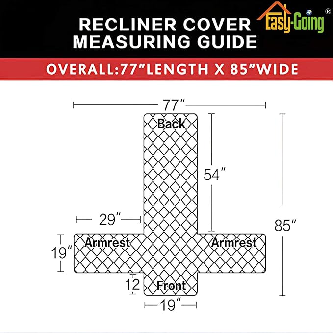 Easy-Going Reversible Couch Cover, Recliner 19 in, Gray/Gray | Machine Washable Slipcover For Dogs, Water Resistant Furniture Mat For Living Room, Non-Slip Sofa Cover, Pet Friendly