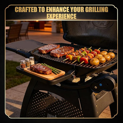 QuliMetal Front Shelf for Weber Q2800, Folding Front Grill Table Accessory, Foldable BBQ Prep Shelf with Extra Space for Food Prep, Tools, Trays and Storage, 13.8" x 9.1"