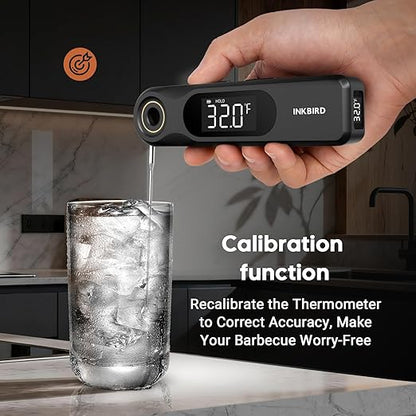 INKBIRD Dual Screen Display 0.5 Sec Rechargeable Instant Read Meat Thermometer for Cooking and BBQ, Professional 1.8mm Ultra-Fine Probe IP65 Waterproof Kitchen Thermometer with Magnets, Gill Smoker