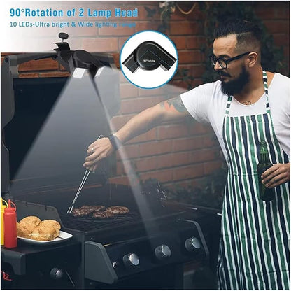 Double Head Grill Lights, Heat Resistant LED Lamp, Multifunctional Rotatable Light, for BBQ Night Fishing