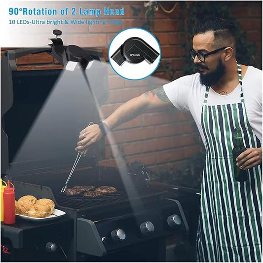 Double Head Grill Lights, Heat Resistant LED Lamp, Multifunctional Rotatable Light, for BBQ Night Fishing