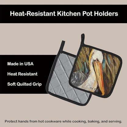 Caroline's Treasures JMK1216PTHD Pelican Lookin West Pair of Pot Holders Kitchen Heat Resistant Pot Holders Sets Oven Hot Pads for Cooking Baking BBQ, 7 1/2 x 7 1/2