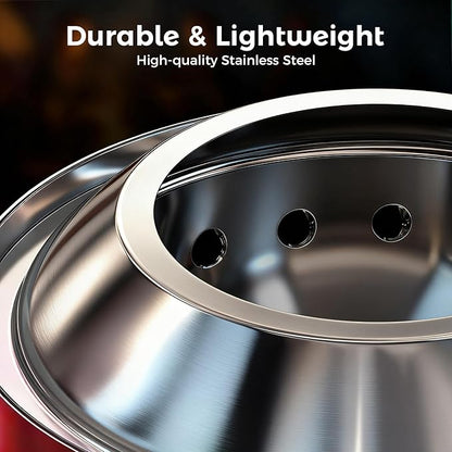 BALI OUTDOORS 6.5 inch Tabletop Fire Pit Round, Stainless Steel Table Top Firepit Small, Outdoor Smokeless Firepit Portable, Red