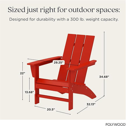 POLYWOOD Modern Adirondack Chair – All-Weather Outdoor Lawn Adirondack Chairs – HDPE, Fade-Resistant & Durable Outdoor Furniture – For Patio, Deck & Fire Pit Chairs – Sunset Red