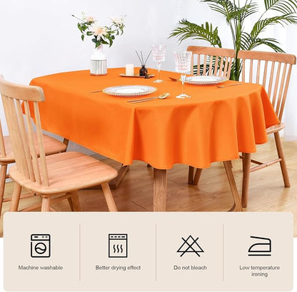 Wolkemer Small Oval Tablecloth 52 x 70 Inch Washable Fabric Table Cloth | Oval Table Cloth, Solid Orange Cloth Tablecloth, Oval Table Cover for Dining Wedding Party Banquet Tabletop Decoration