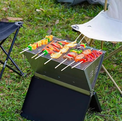 Barbecue Charcoal Grill Outdoor Portable Barbecue Grill Stainless Steel Folding Charcoal Grills for Campaing Charcoal BBQ Grill