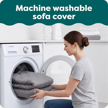 FurHaven Water-Resistant Sofa Cover for Dogs & Cats, Reversible Couch Protector with Secure Straps and Pinsonic Quilted Fabric, Machine Washable Couch Cover, Large Sofa, Gray Mist