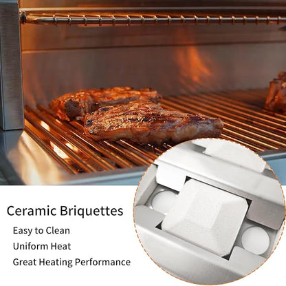 S23218-32Y Briquette Tray for Delta Heat 32 Inch Grill Replacement Parts for Delta Heat DHBQ32 DHBQ32G DHBQ32R/S DHBQ32R DHBQ32RS Ceramic Briquettes Tray with 20 Ceramic Briquettes