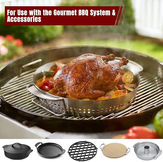 SHINESTAR Grill Grate for 22" Weber Charcoal Grills, Kettle, Performer, Master-Touch, Upgraded 8835 Gourmet BBQ System Hinged Cooking Grate, 21.5x21.5 Inch