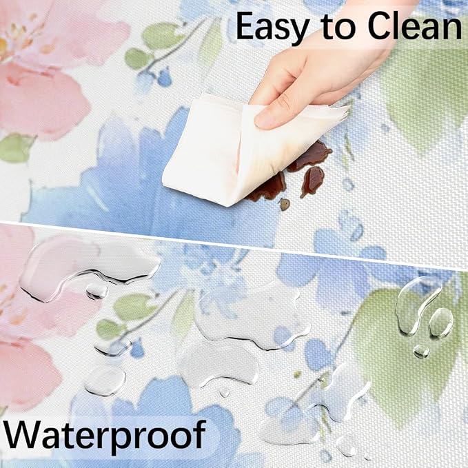 Romantic Flowers Outdoor Round Fitted Tablecloth with Umbrella Hole and Zipper, 36"-44" Elastic Patio Table Cloth Oil-Proof Waterproof Patio Table Cover for Picnic Party Camping