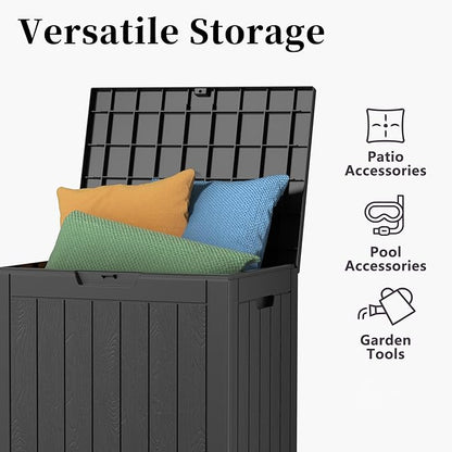 Resin Deck Box Waterproof Outdoor Storage Box for Patio Furniture,Garden Tools,Cushions, Easy to Install