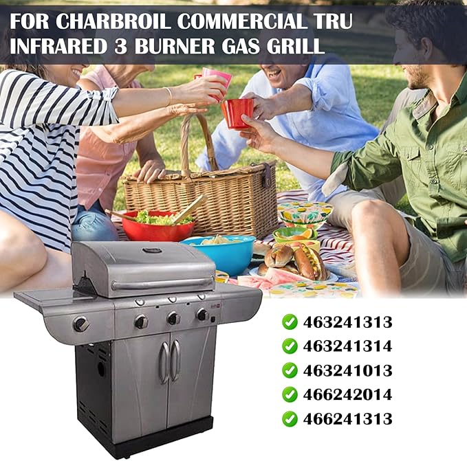 Emitter Plates Grill Parts for Charbroil Commercial 463241313, 463241314, 463241013, Cooking Grates, Heat Shield, Burner, Ignitor for Charbroil Commercial Tru Infrared Grill Replacement Parts 3 Burner