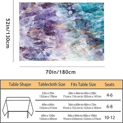 TKS MITLAN Tablecloth Quartz Stone Purple Blue Table Cloth Rectangle Table 52 x 70 Inch Ore Crystal Rough Stone Bright Gorgeous Style Kitchen Decorations for Home Dinner Party