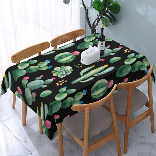 Rectangle Table Cloth,green watercolor cactus succulents Tablecloths Stain Resistance Water Repellent Washable Table Cover Decor for Home Kitchen Dining Party Patio Indoor and Outdoor 60"x 84"