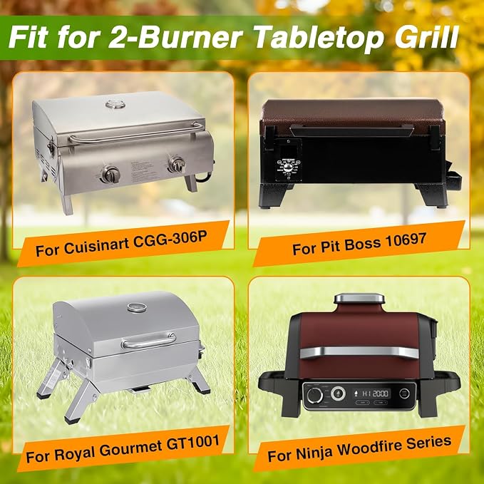 EVRBUL Portable Grill Cover Fit for Cuisinart CGG-306 2 Burner Gas Grill, 420D Tabletop Grill Cover Fit for Pit Boss 10697 75275 Fit for Royal Gourmet GT1001, 25" L x 19" W x 15" H