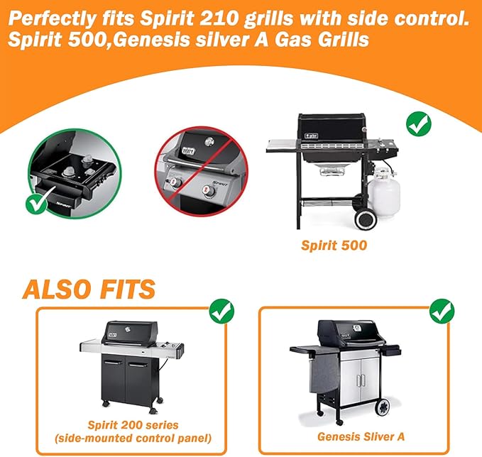 SafBbcue Grill Parts Kits for Weber Genesis Silver A Spirit 200,Spirit 500/520/530/500 LX Series Gas Grills with Side Mounted Control Panels 7534 Porcelain Steel Flavorizer Bars 7507 Burner Tubes