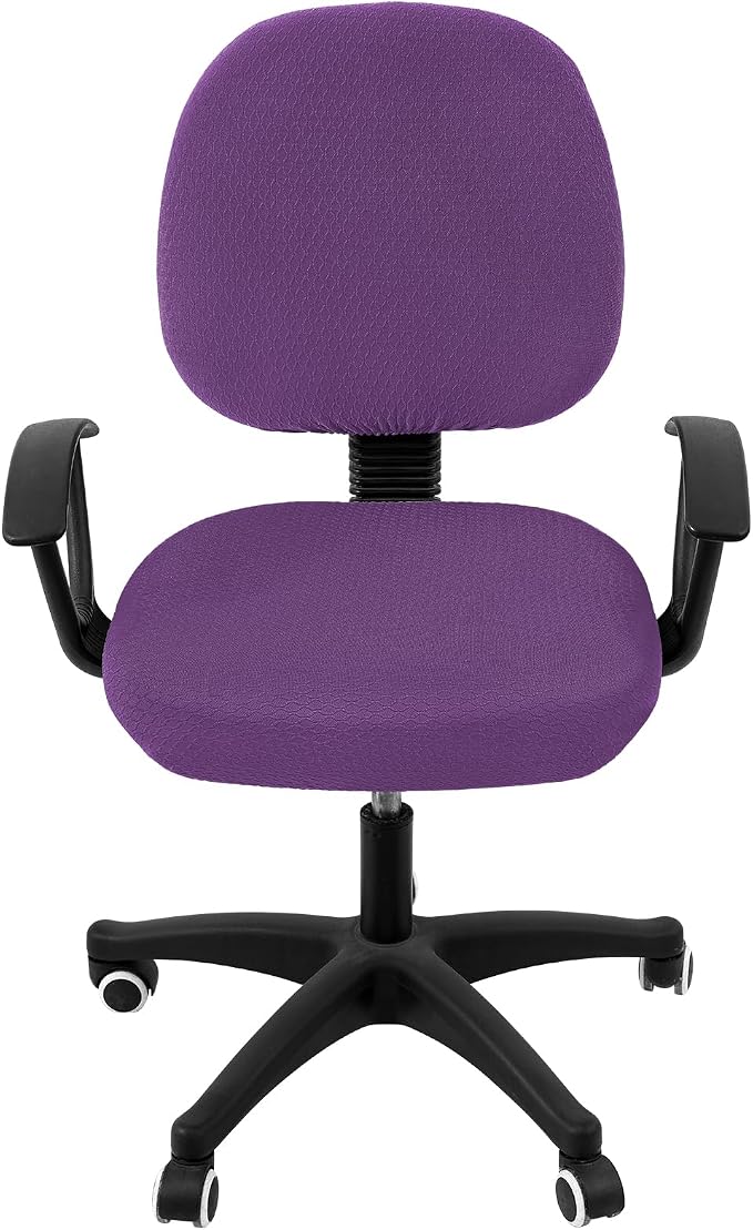 Smiry Office Computer Chair Covers for Desk Rotating Chair Protector | Stretch Jacquard Removable Washable Universal Slipcovers, Seat + Backrest Cover, Purple