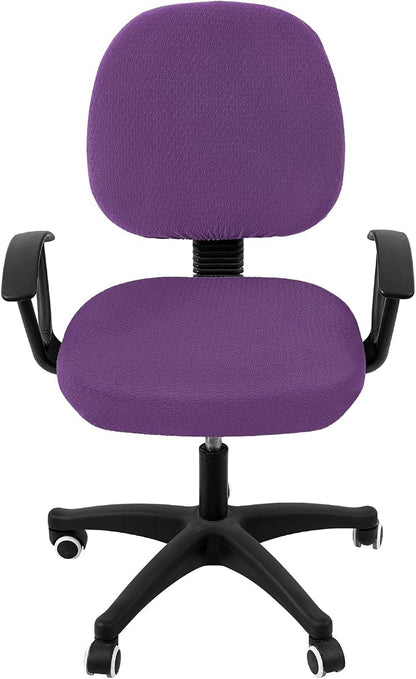 Smiry Office Computer Chair Covers for Desk Rotating Chair Protector | Stretch Jacquard Removable Washable Universal Slipcovers, Seat + Backrest Cover, Purple