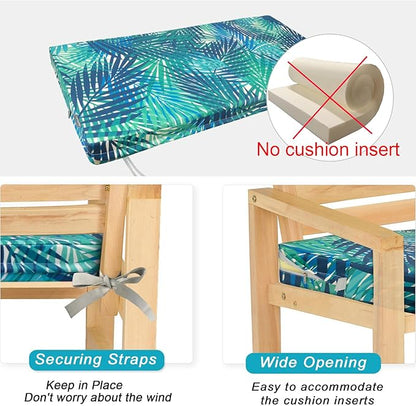 NettyPro Patio Bench Swing Cushion Cover Water Resistant UV Protection Outdoor Furniture Loveseat Cushion Slipcover with Zipper, Replacement Cover Only, 59 x 18 x 3 Inch