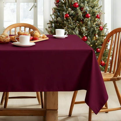 DWCN Christmas Square Tablecloth - 60 x 60 Inch - Waterproof Stain and Wrinkle Resistant Washable Table Cloth, Decorative Fabric Table Cover for Kitchen Dining Room Party and Outdoor Use, Burgundy