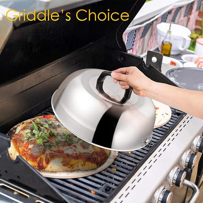 12 inch Cheese Melting Dome, HaSteeL Heavy Duty Round Basting Steam Cover, Stainless Steel Griddle Grill Accessories for Flat Top BBQ Kitchen Cooking Indoor & Outdoor, Dishwasher Safe - (2Packs)