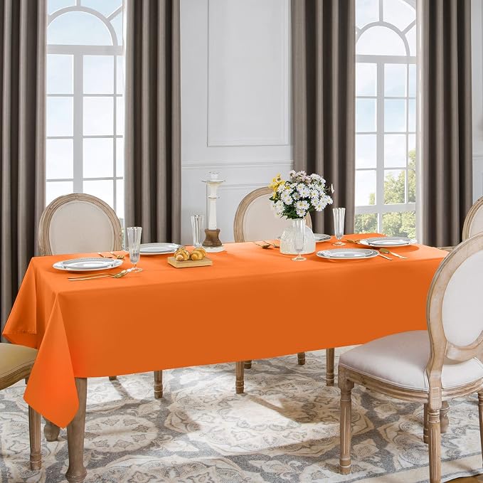 Softalker Rectangle Tablecloth, Waterproof Table Cloths Wrinkle Free Fabric Washable Polyester Table Cover for Dining Tables Party Outdoor Camping Parties Buffet - 60 x 84 inch, Orange