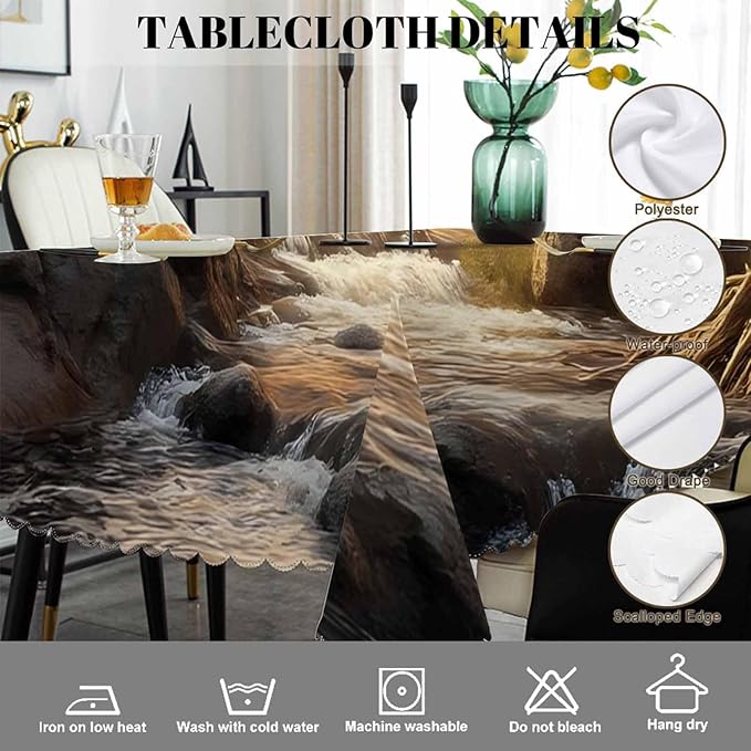 Swono Grizzly Bear Tablecloths Animal Bear Brook Canyon Forest Mountain Nature Kitchen Dinning Tabletop Decoration, Polyester Table Cover for Indoor Outdoor 50x72 Inch Tablecloth