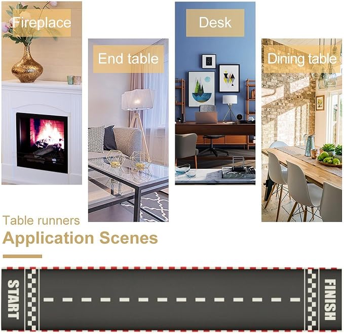 Creative Finish Line Racing Table Runner Burlap for Home Kitchen Dining Dinner Indoor Outdoor Party Farmhouse Table Decor 13x70 Inch