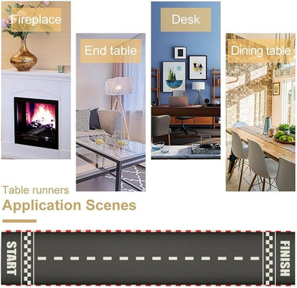 Creative Finish Line Racing Table Runner Burlap for Home Kitchen Dining Dinner Indoor Outdoor Party Farmhouse Table Decor 13x70 Inch