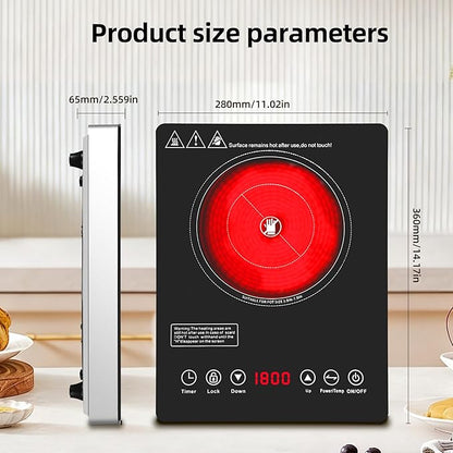 Single Burner Electric Cooktop,110V 1800W Electric Stove Top with LED Touch Control,9 Power Levels, 3 hTimer, Safety Lock, portable cooktop Overheat protection