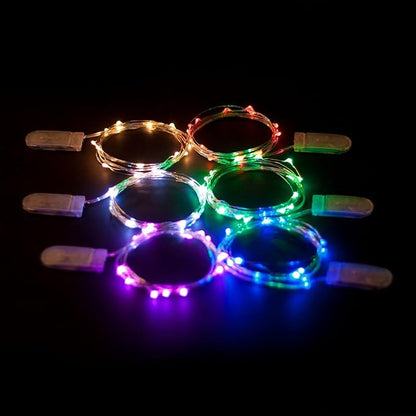 2-Pack 20 LED Wire Twinkle Fairy Lights, Battery Powered, Waterproof — Christmas, Holidays, Wedding, Party — Bedroom, Living Room — 6.5 Ft, Cool White, Indoor & Outdoor
