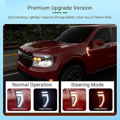 xipoqix 2PCS LED Side Marker Light Compatible with 2022-2024 Ford Maverick 2025 XLT Water Resistant Side Lamps Exterior Decorative Lights Replacement for 2022-2024 Ford Maverick Accessories