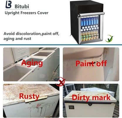 Bitubi Beverage Refrigerator Cooler Cover,Outdoor Fridge Cover – Waterproof, Dustproof, Sun-Proof, 21" W x 22" D x 31" H. Suitable for most Beer or Wine Mini Fridge/Drink Fridge (Black)