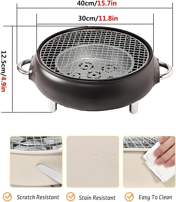 Mini Portable Barbecue Grill, Outdoor BBQ Grill Korean Style Charcoal Grill, Easy to Assemble and Clean, A Variety of Packages Available(Dark Gray,A)