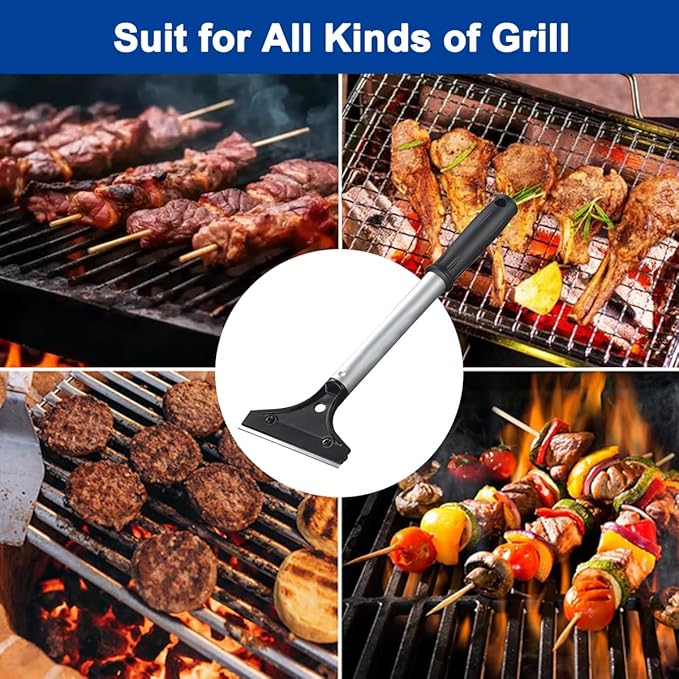 CELOX Grill Scraper, Kitchen Scraper for Cleaning Griddle with Long Handle