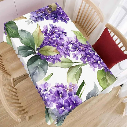 Violet Tablecloth for Rectangle Tables, 52"X70", Watercolor Violet Flowers, Purple, Picnic Table Cover, Indoor/Outdoor, Stain & Wrinkle Resistant