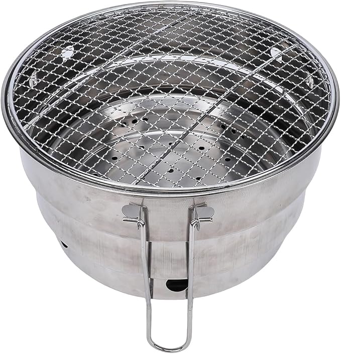 Portable Folding Charcoal Grill Stainless Steel BBQ Grill with Collapsible Frame, Recessed Charcoal Tray, Portable Storage Bag for Outdoors Cooking Patio Backyard (CW305 28 BBQ)