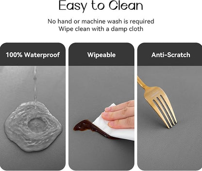 Romanstile Round Fitted Vinyl Tablecloth with Elastic Edge 100% Waterproof | Table Covers for 36"- 44" Tables, Wipeable Flannel Backed Plastic Table Cloths for Dinner, Picnic, Camping, Outdoor, Grey