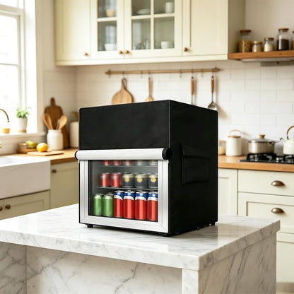 Mini Fridge Cover for Outside Small Beverage Refrigerator,17"Wx17"Dx22"H | Heavy Duty 600D,100% Waterproof,Dustproof,For Outdoor 1.7 Cu Ft Mini Wine Beer Drink Fridge,Black