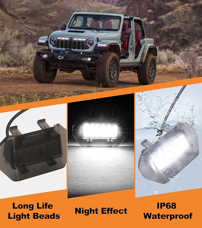 LED Grill Lights for Jeep Wrangler JL JLU Accessories 2024-2026, White | Direct-Snap Front Grille LED Accent Marker Lights, IP68 Waterproof, Enhanced Night Visibility, Raptor-Style Exterior Lighting