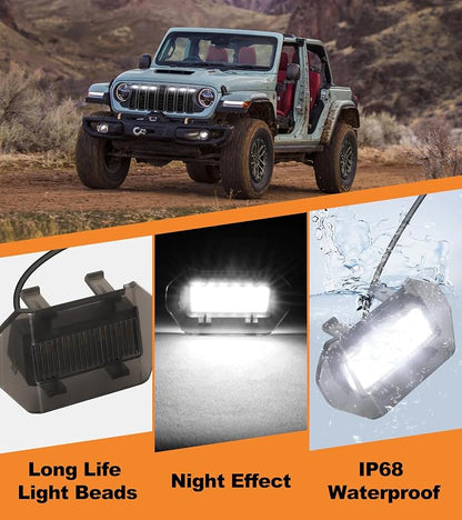 LED Grill Lights for Jeep Wrangler JL JLU Accessories 2024-2026, White | Direct-Snap Front Grille LED Accent Marker Lights, IP68 Waterproof, Enhanced Night Visibility, Raptor-Style Exterior Lighting