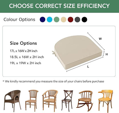 Outdoor Chair Cushions Set of 4: Waterproof & Fade Resistant Patio Furniture Cushions - 19 x 19 x 2 Inch Non Slip Round Corner Seat Cushion Pads with Removable Cover for Garden Yard Lawn, Cream