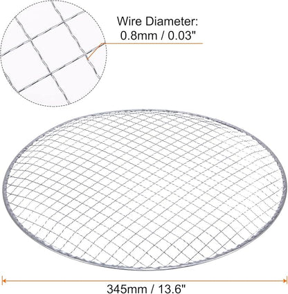 HARFINGTON 5pcs Round BBQ Grill Net 13.6" Dia Galvanized Iron Barbecue Mesh Mat for Baking Smoking Charcoal Grilling Roasting