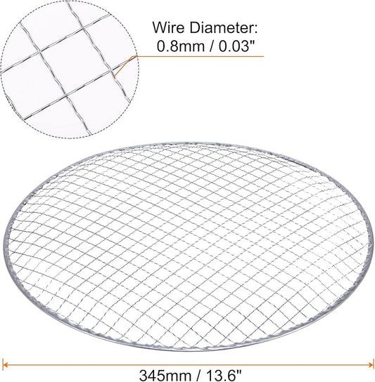 HARFINGTON 5pcs Round BBQ Grill Net 13.6" Dia Galvanized Iron Barbecue Mesh Mat for Baking Smoking Charcoal Grilling Roasting